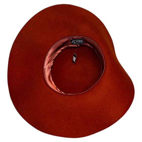 Adora Wide Brim Floppy Wool Felt Hat Rust Red Burnt Orange Boho Chic New NWT - Picture 4 of 7